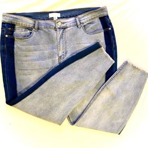 Forever 21 Two Tone Fray Hem Jeans - Size 16